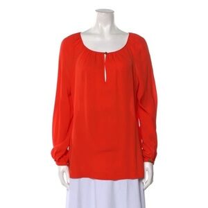 Tory Burch Silk Orange Peasant Blouse Top Sz6